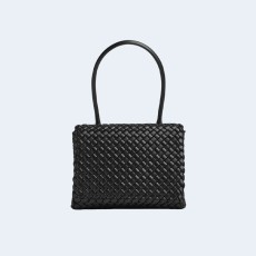 보테가 베네타 초크 패티 탑 핸들백 블랙